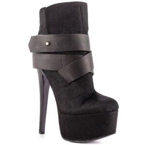 NWOB London Trash Monsta Pony Hair Platform Stiletto Ankle Boots